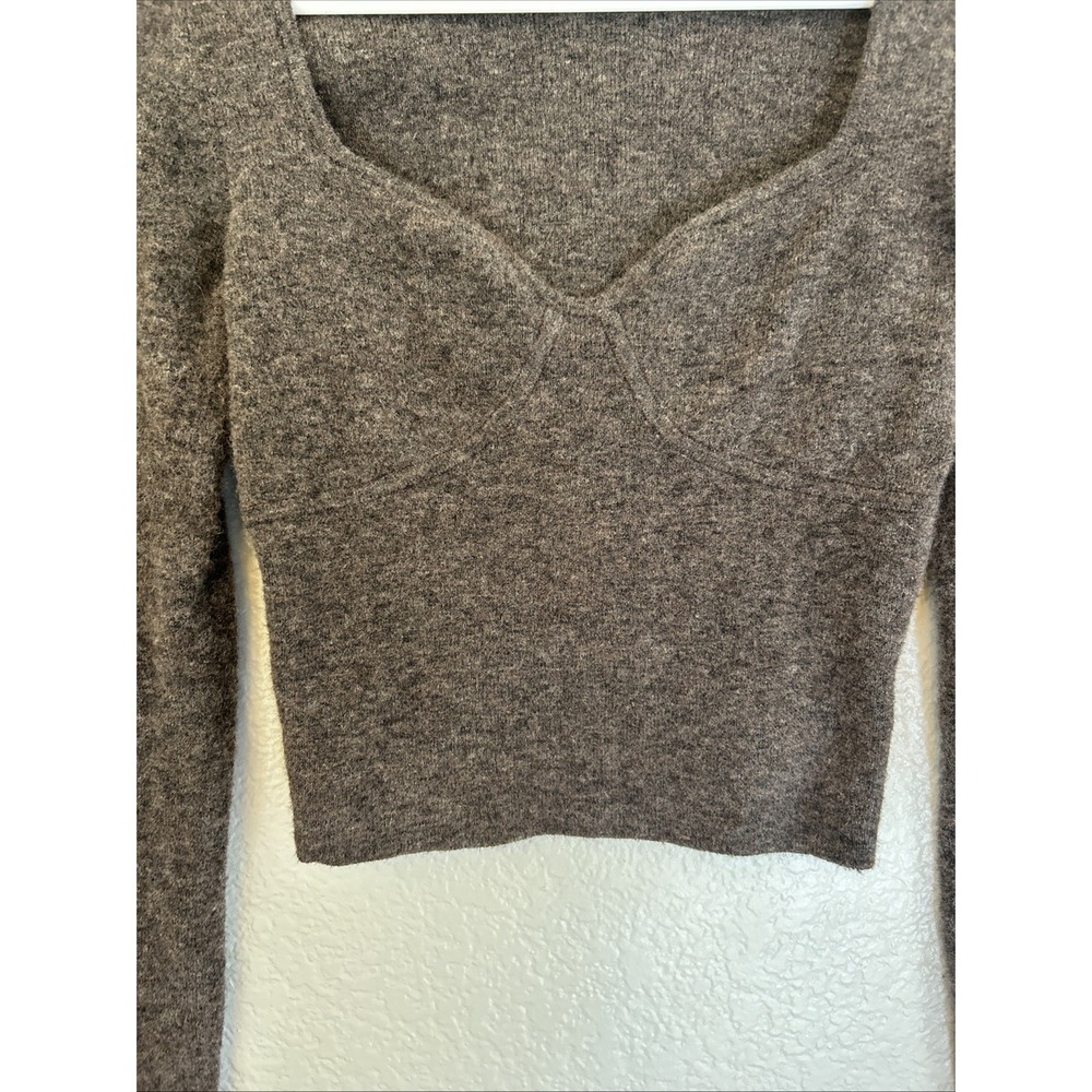 Aritzia Wilfred Sweater Womens Sm Brown Wool Cashmere Blend Sweetheart Bustier - Picture 3 of 7